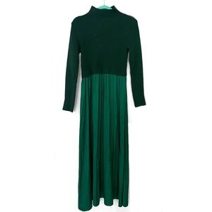 Anthropologie Sweater Combo Woven Maxi Dress – Deep Green